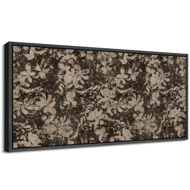 Abstrait botanique rétro à motif floral Twilight Garden Silhouette, impression sur toile, H 30 po x l 60 po