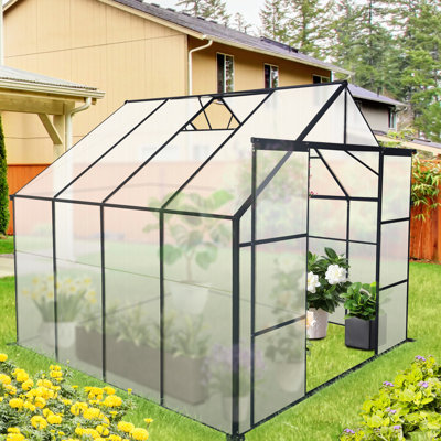Serre de jardin robuste pour plantes - extérieur noir 8 x 8 pi avec base galvanisée