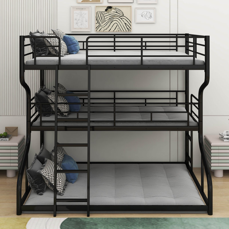 Algertha Kids Full XL Over Twin XL Over Queen Bunk Bed, Black