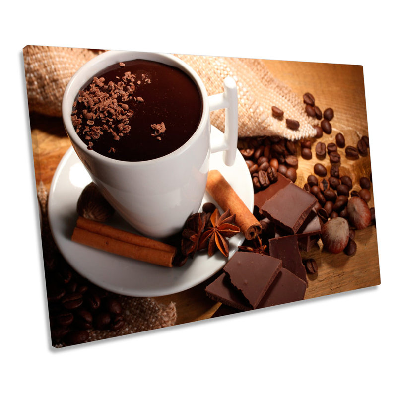 Coffee Cup Brown Café - Wrapped Canvas Print, 30.5cm H x 45.7cm W x 2cm D