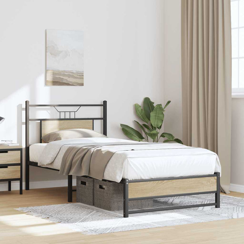 Bed Frame Without Mattress Engineered Wood, Single (3'), Sonoma Oak