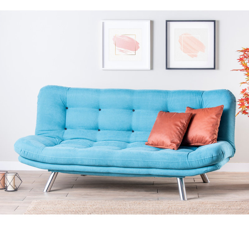 Canapé sans accoudoirs 23 po, Velours turquoise