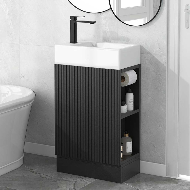 Meuble-lavabo 18,6 po avec lavabo, Noir