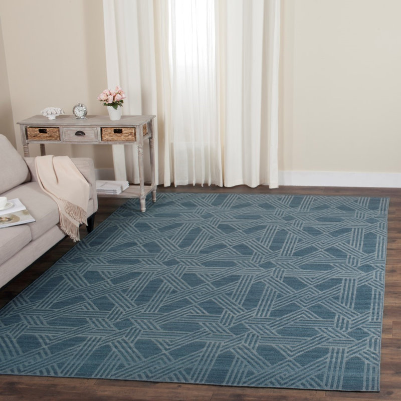Delrio Hand Woven Wool Geometric Rug, Rectangle 5' x 8'
