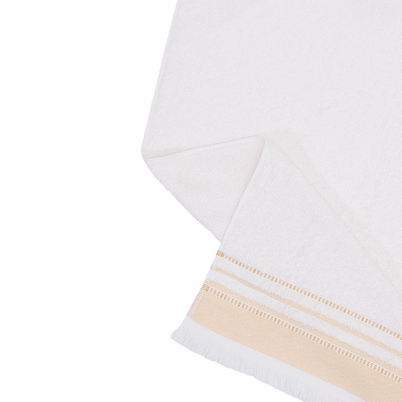 Sandvos Midweight Hand Towel, Off-White/Mustard