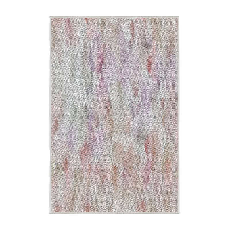 Tapis rose/vert tissé à la machine, Rectangle 3 pi x 5 pi