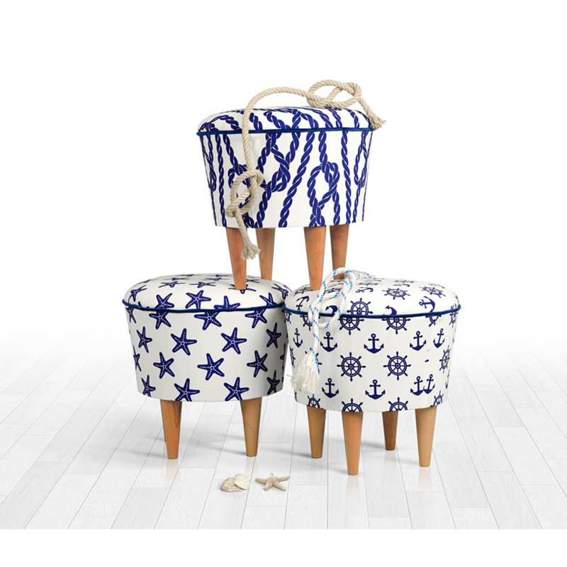 Bean 42cm Wide Round Abstract Footstool Ottoman