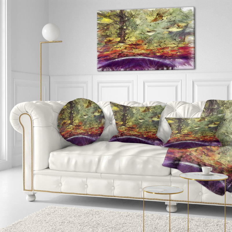 Coussin lombaire à imprimé abstrait paysage d'automne