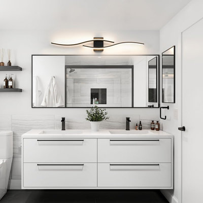 Luminaire de meuble-lavabo moderne à DEL avec télécommande, luminaire de salle de bain moderne à DEL, luminaire de meuble-lavabo sur miroir, noir, 40,5 po