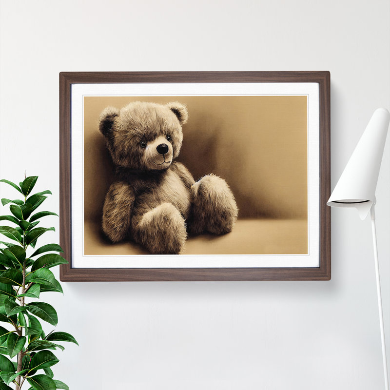 Sensational Teddy Bear - Framed Print, 25cm H x 34cm W x 2cm D, Walnut 