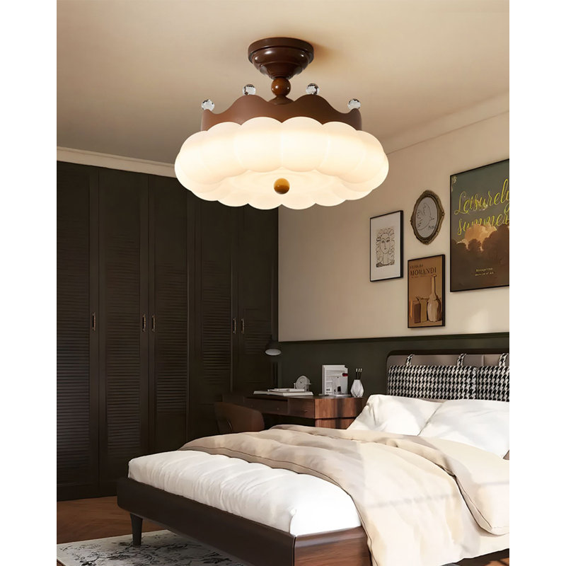 Lustre en fer de style français rétro avec éclairage tricolore réglable