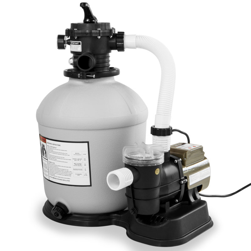 XtremepowerUS 16" Sand Filter Combo for Above-Ground Pools with 3100 GPH Capacity