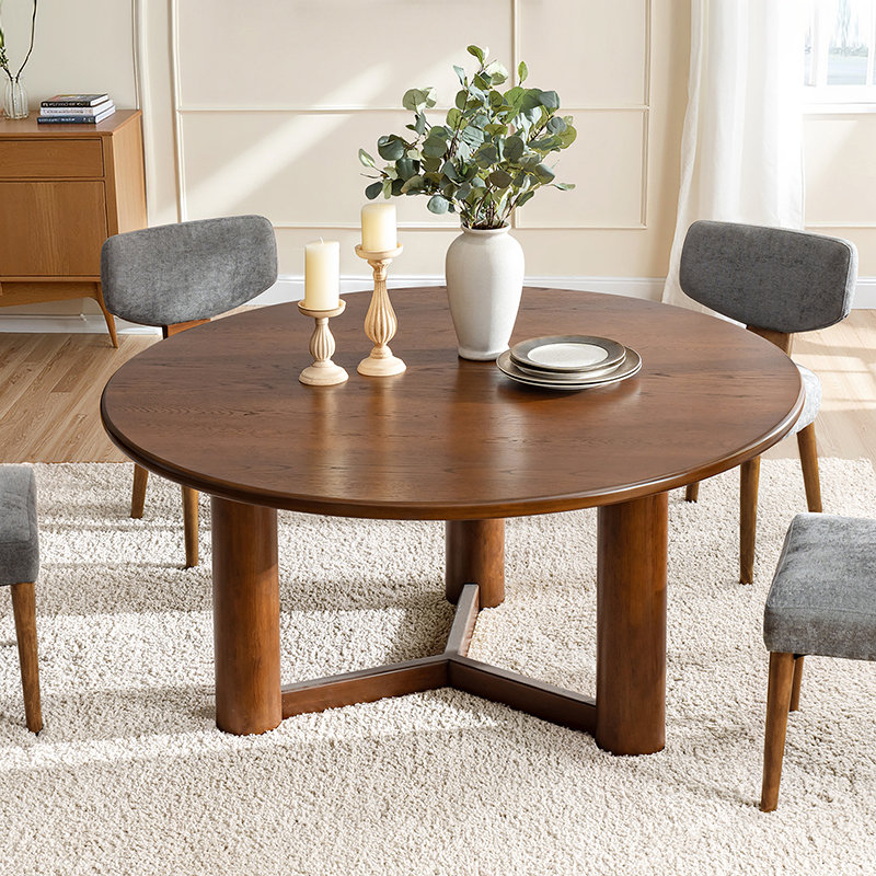 Table de salle à manger ronde en bois massif Howarth, Noyer
