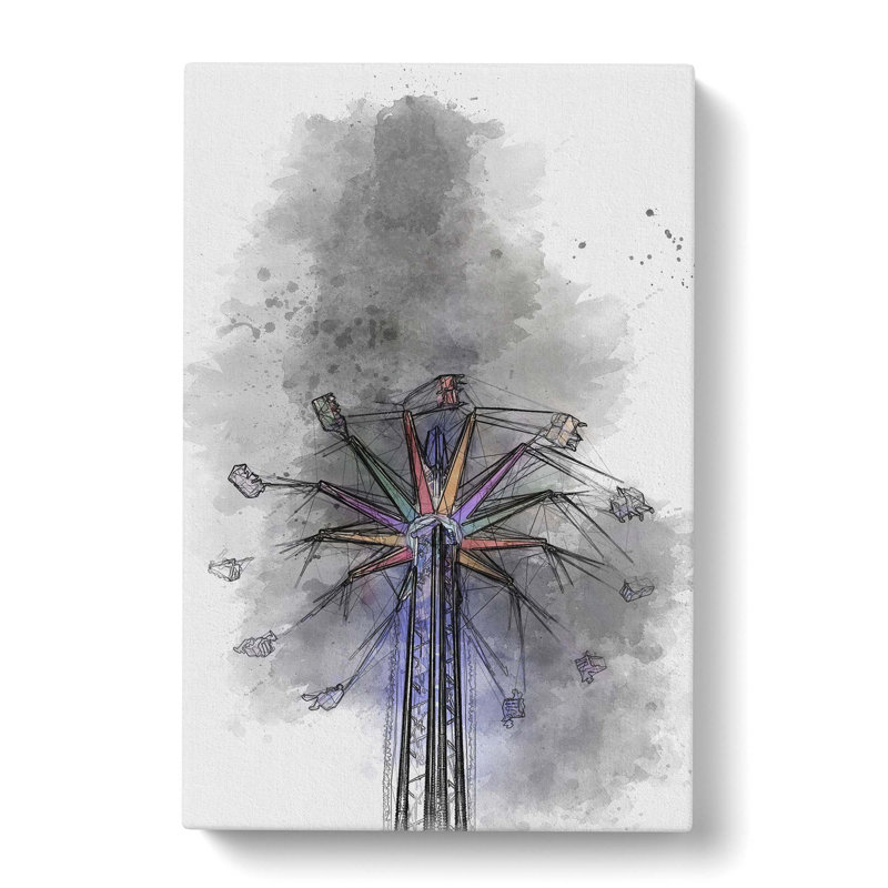 Carnival Ride at Night in Abstract - Wrapped Canvas Graphic Art Print, 91cm H x 60cm W x 3cm D