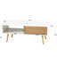 Table basse en rotin de 41,34 pouces avec porte coulissante, pieds en bois massif et design moderne pour le salon