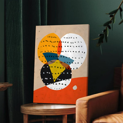 1 pièce, art mural encadré, art abstrait moderne sur toile géométrique avec cercles colorés et pois texturés pour le salon, la chambre à coucher, le bureau, la décoration intérieure, une impression minimaliste contemporaine prête à être accrochée