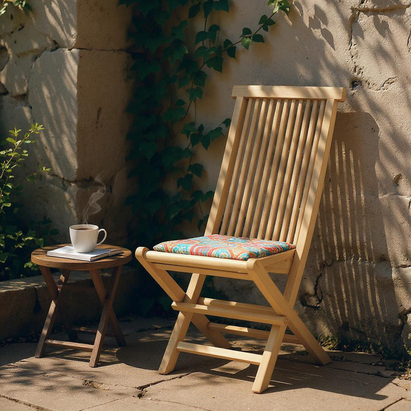 Bramford Folding Bali Teak Patio Dining Armchair - Hand Crafted Sustainable A-Grade Teak Garden Chair, Sturdy Outdoor Seating