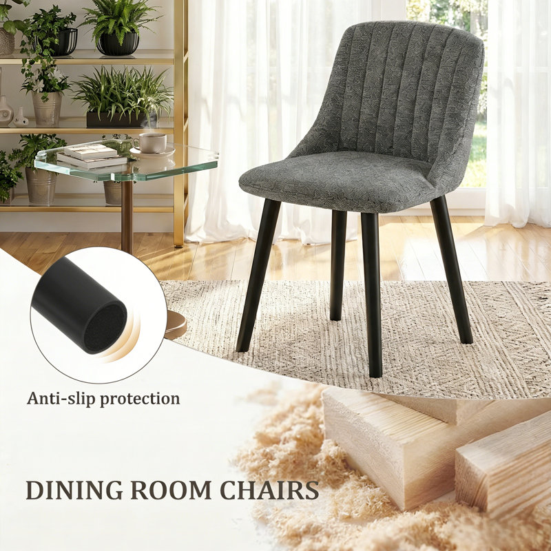 48.5 cm H Low Back Side Chair, Grey Chenille/Black