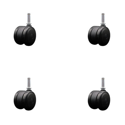 2 Inch Floor Safe Twin Wheel Casters 7/16 Grip Ring Stem Set of 4 SCC