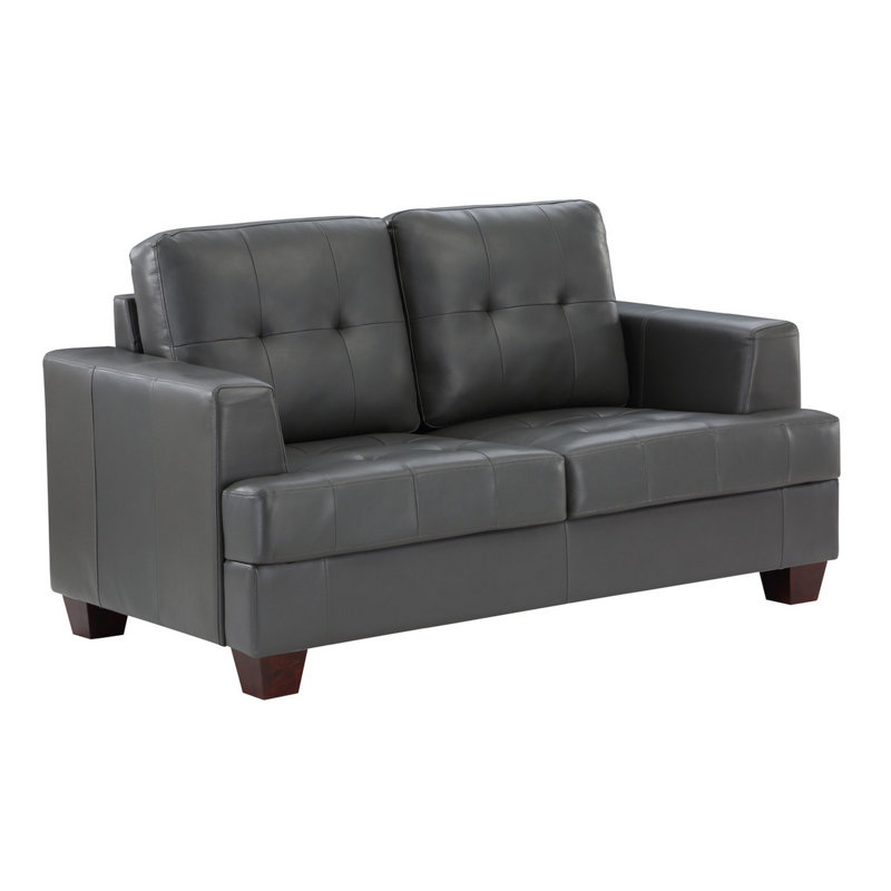 Jodilynn 64'' Faux Leather Loveseat, Gray Faux Leather