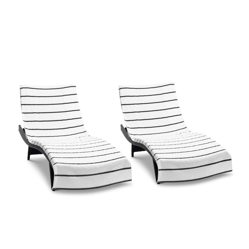 Arkwright Las Rayas Chaise Cover 30x85 White (2/Pack), Dark Gray, Striped