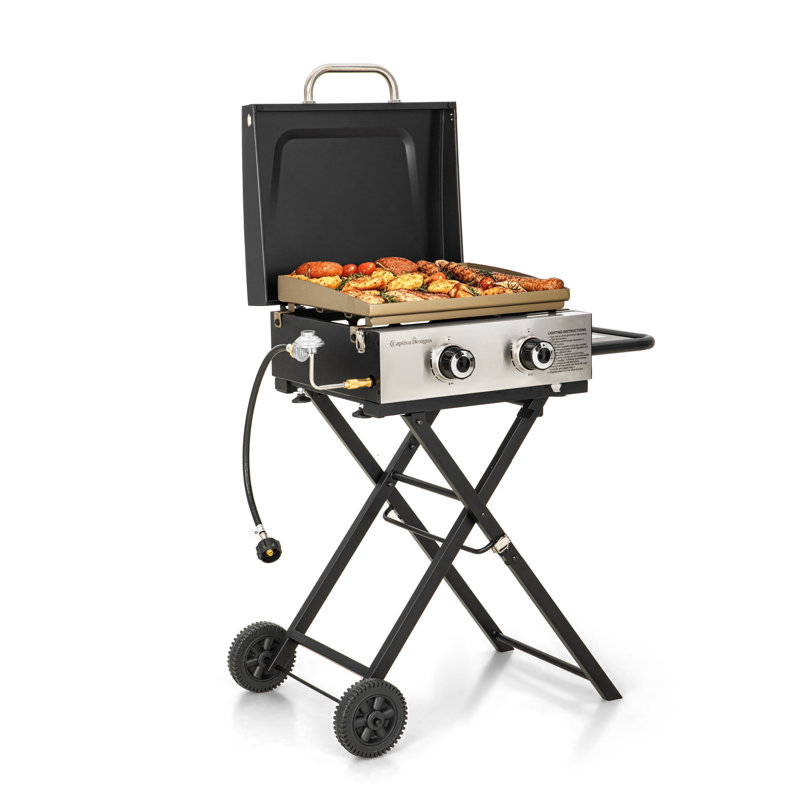 Foldable Cart-style 2-burner Gas Griddle