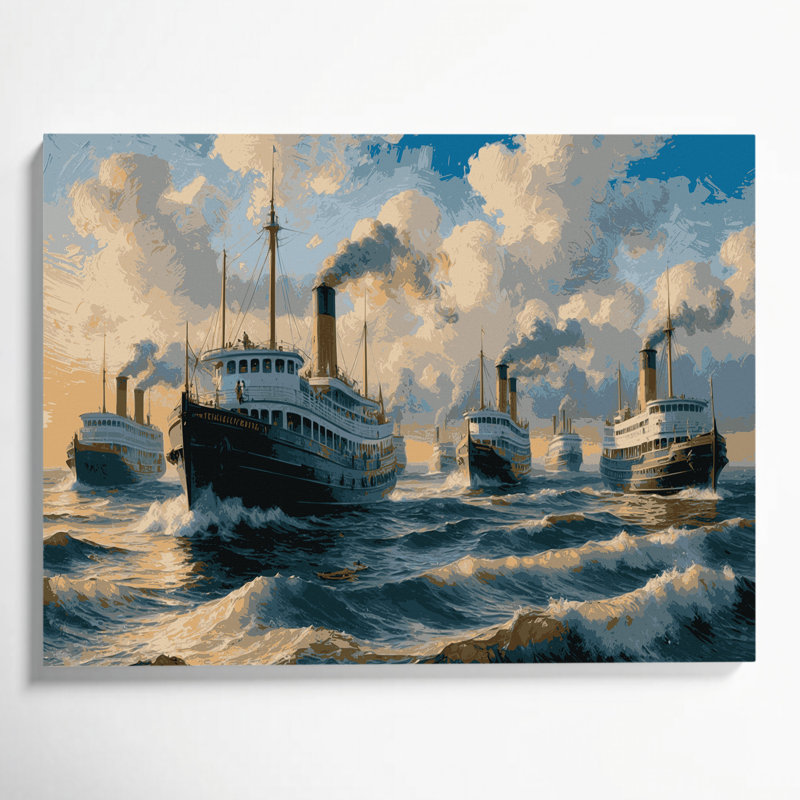 Art nautique sur toile gris, H 20 po x l 24 po