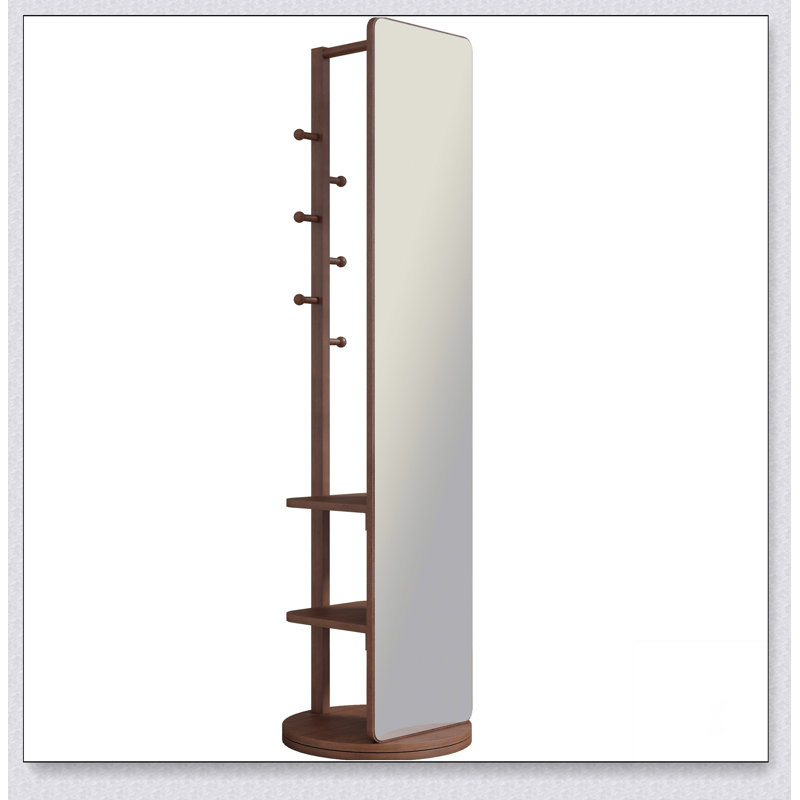 Miroir complet, bois massif + bois d'hévéa + verre, 19,6 po x 68,8 po (largeur du miroir: 15,7 po), Noyer