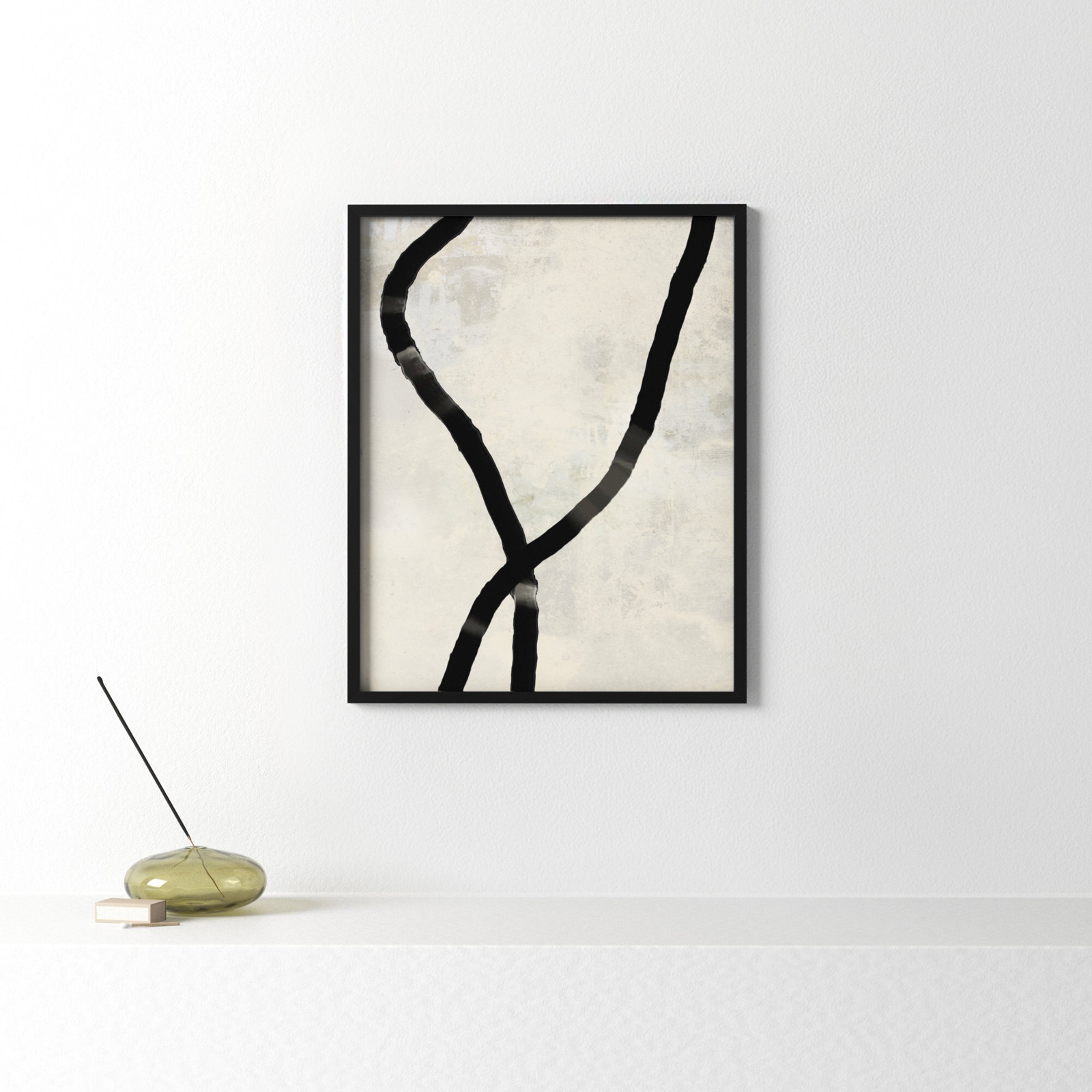Ropes Series I "Black Rope 5" Print, 20" H x 16" W x 1.25" D, Black