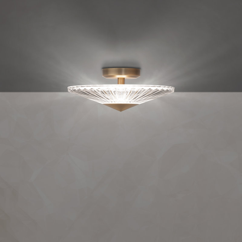 Origami 1 - Light LED Semi Flush Mount, Aged Brass, 5.5" H x 12" W x 12" D