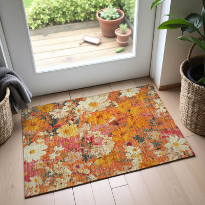 Tapis floral Premium Elize AMF1506 lavable à la machine