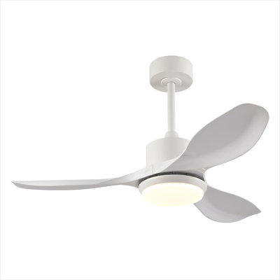 Best-Selling 42-Inch Modern White Ceiling Fan With Light, Featuring 3 ABS Plastic Blades, Remote Control Operation, Reversible DC Motor, And Dimmable LED Lighting.