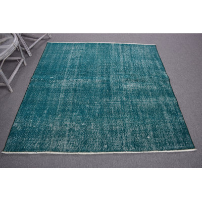 Vintage Turkish Anatolian Green Oriental Overdyed Rug Perfect for Salons and Boho Spaces