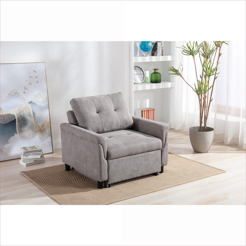 Fauteuil d'appoint convertible pour salon avec canapé-lit tissé gris classique de 35 pouces