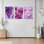 Ensemble de 3 tableaux sur toile tendue représentant des fleurs de glycine violette et de magnolia, pour la décoration du salon, de la chambre et de la maison.