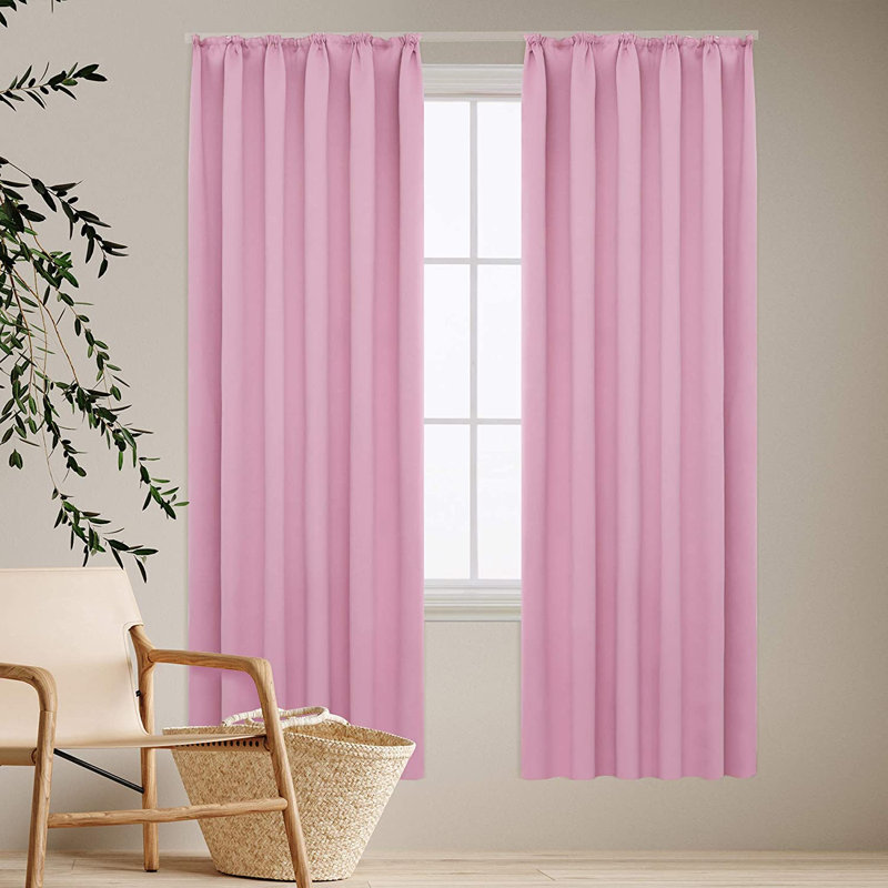 Deavin Blackout Curtain Pair, Pink, Width 140 x Drop 175cm