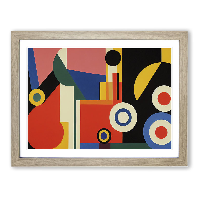 Bauhaus Abstract Vol.1 1 Piece Single Picture Frame Wall Art, 25cm H x 34cm W x 2cm D, Oak