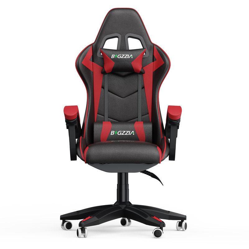 Inbox Zero Stephen Adjustable Reclining Ergonomic Swiveling PC & Racing Game Chair in White, Red/Black