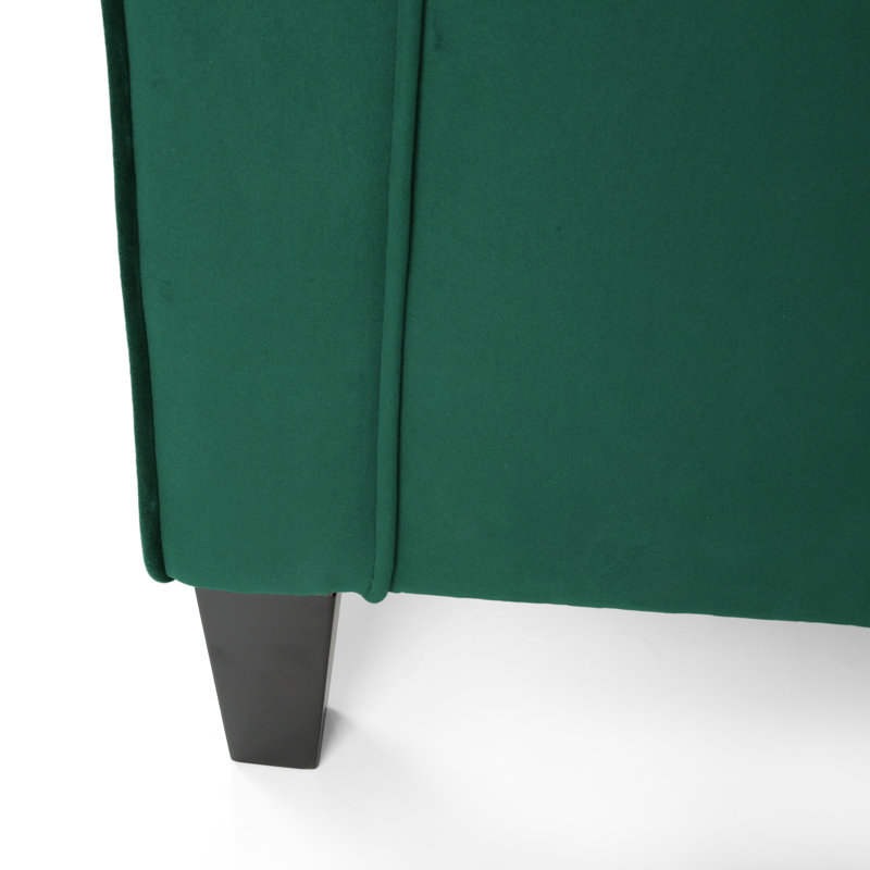 Fauteuil club en velours et bois de bouleau Willowford, Polyester vert