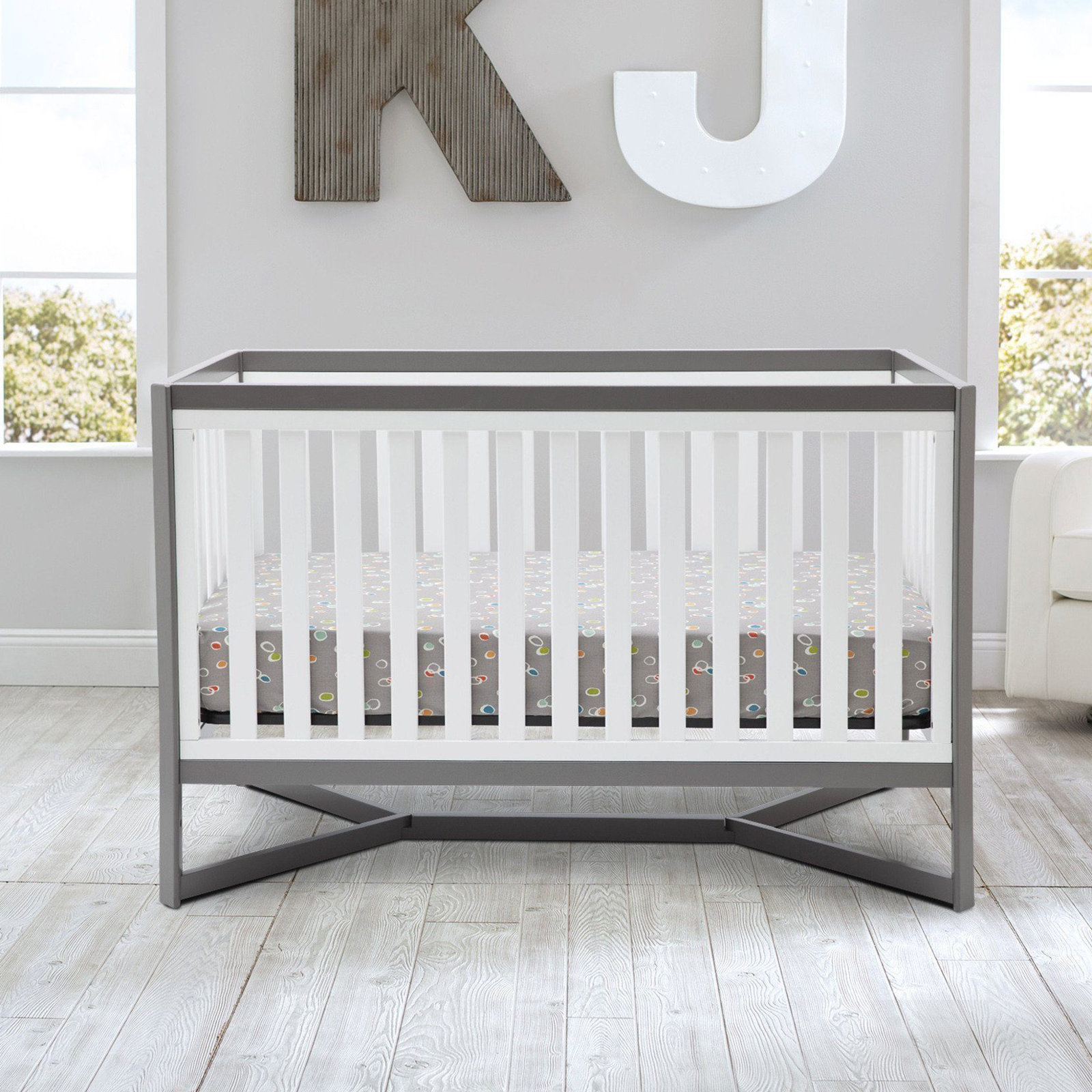 Tribeca 4-in-1 Convertible Crib, White/Gray