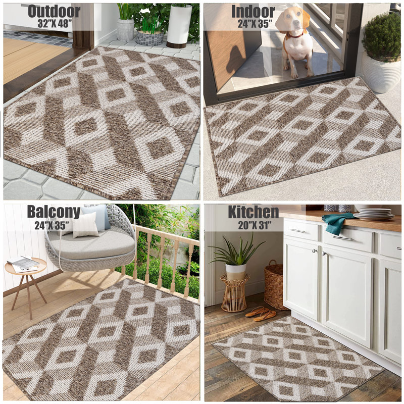 Tapis de porte d'extérieur antidérapant Kadience, Kaki, L 32 po x L 48 po