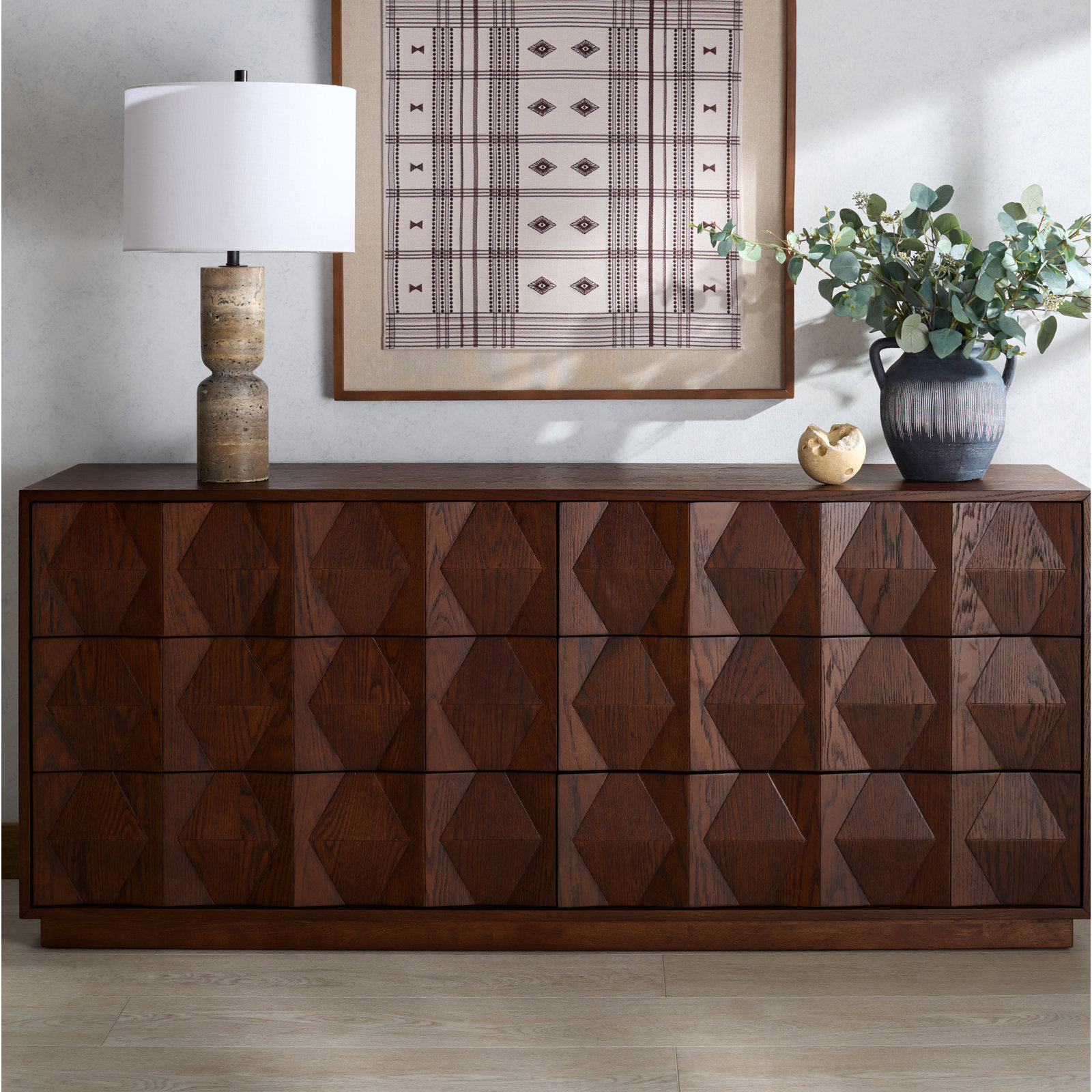 Baylor Wood 6 Drawer Dresser, Walnut