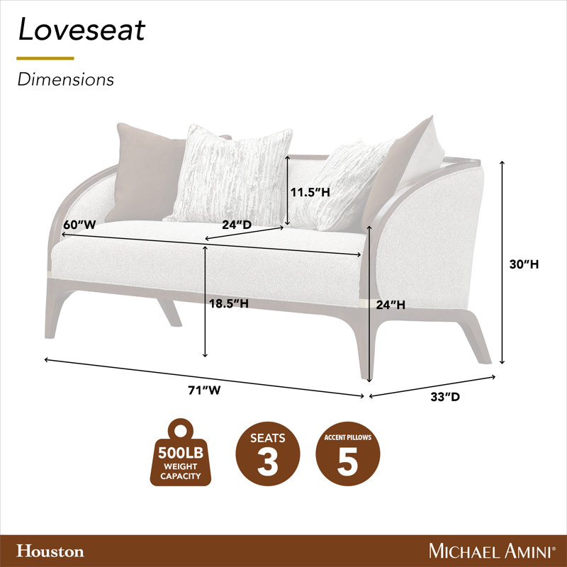Houston Loveseat - Pebble/Walnut