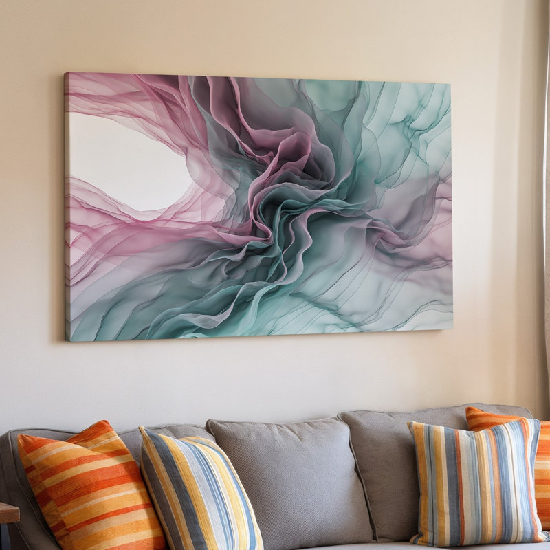 Toile, composition abstraite envoûtante avec tissu fluide et doux comme des textures, art mural dans un mélange harmonieux de couleurs pastel