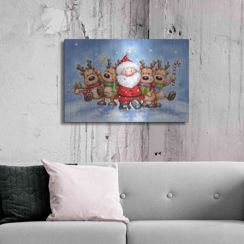«Santa With Reindeers» par Makiko, H 24 po x l 36 po