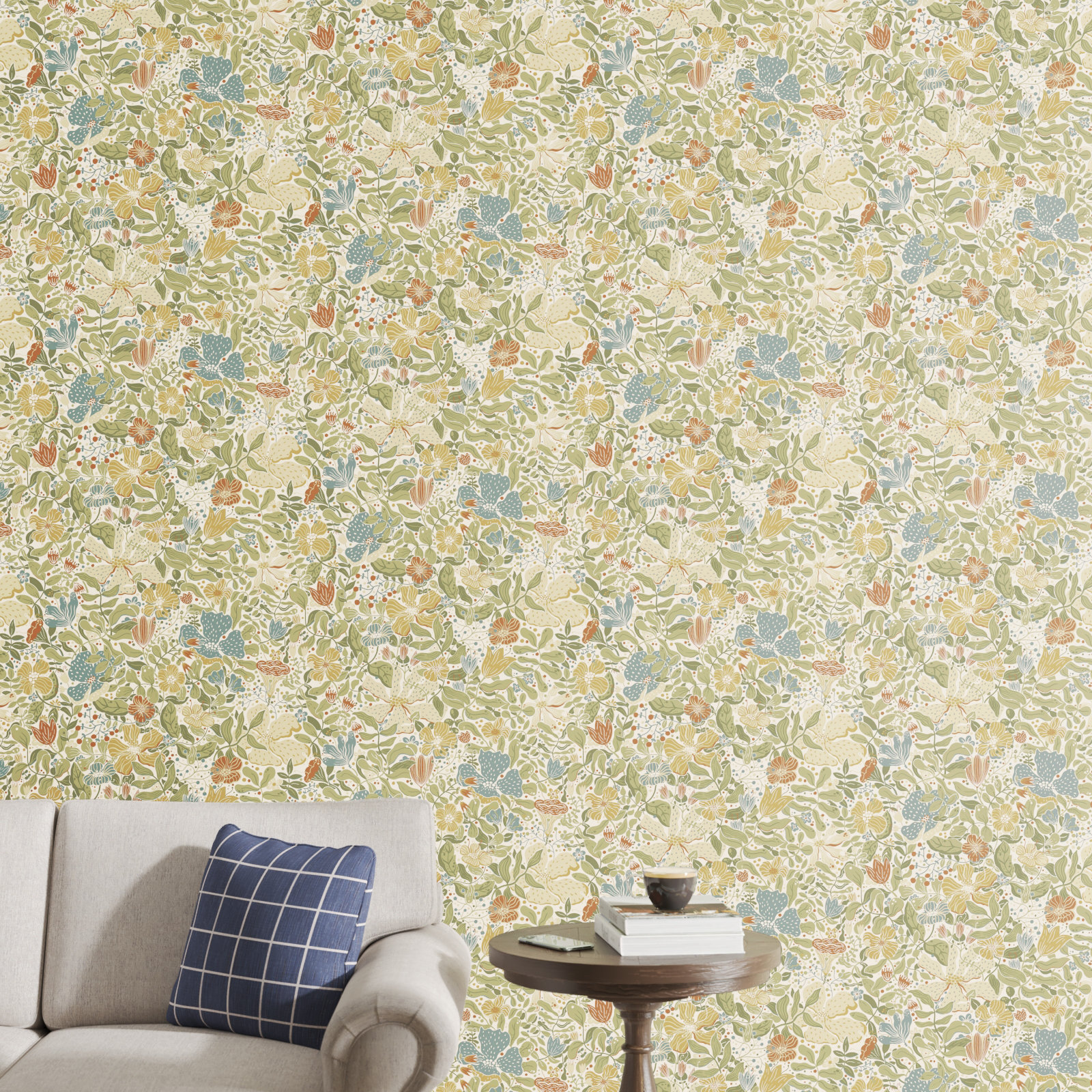 Harriette Floral Wallpaper, Light Green