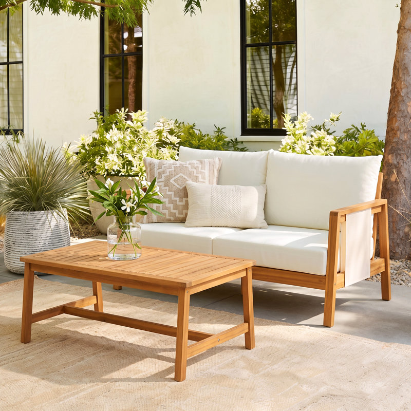 Ensemble de canapé d'extérieur 2 pièces Calera, Beige Cushion/Teak Frame