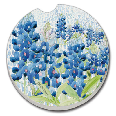 East Urban Home Blue Bonnet Field Single Car Coaster for Vehicle Cup Holder