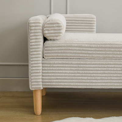 Upholstered Corduroy Flip-top Storage End of Bed Bench with Armrests and Backrest
