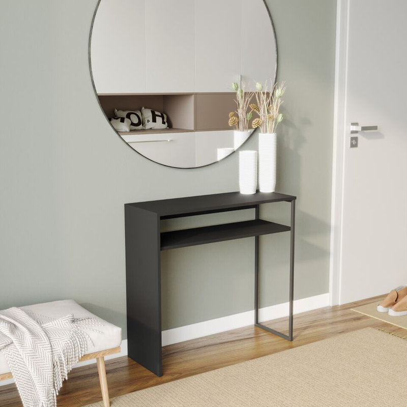 Quess 80cm Solid Wood Console Table, Black